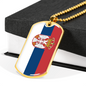 Serbia Flag Necklace Stainless Steel or 18k Gold Dog Tag 24" Chain-Express Your Love Gifts