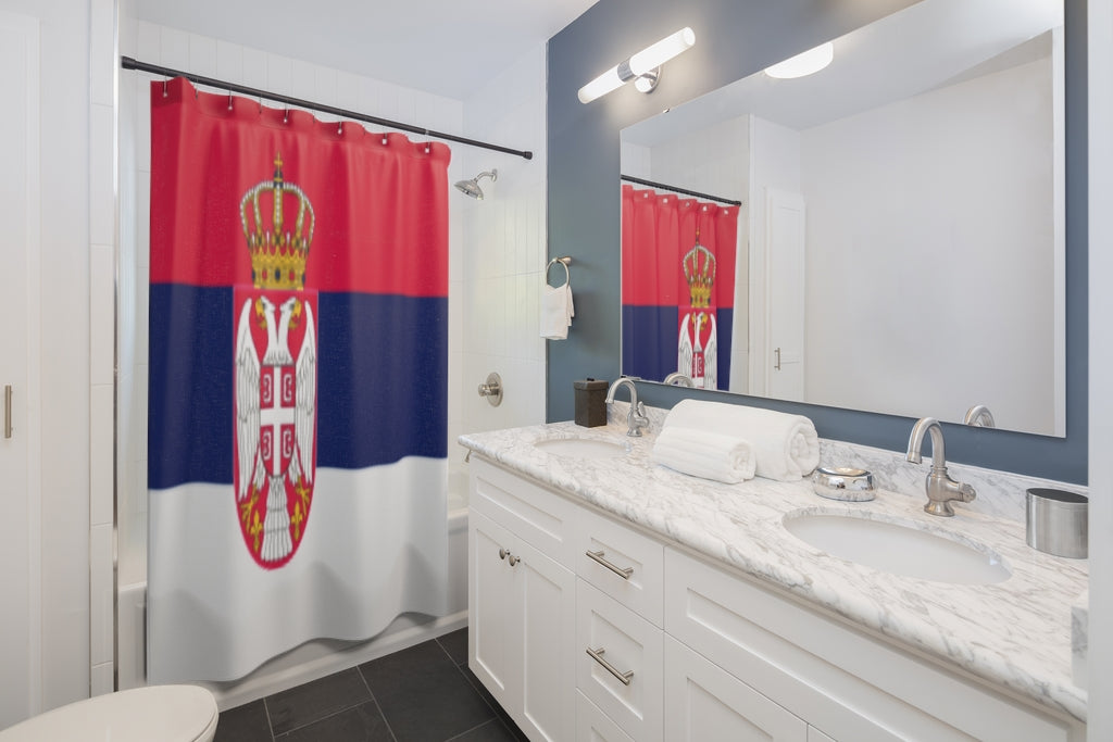 Serbia Flag Stylish Design 71" x 74" Elegant Waterproof Shower Curtain for a Spa-like Bathroom Paradise Exceptional Craftsmanship-Express Your Love Gifts