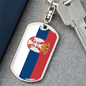 Serbia Flag Swivel Keychain Dog Tag Stainless Steel or 18k Gold-Express Your Love Gifts