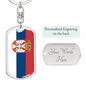 Serbia Flag Swivel Keychain Dog Tag Stainless Steel or 18k Gold-Express Your Love Gifts