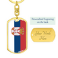 Serbia Flag Swivel Keychain Dog Tag Stainless Steel or 18k Gold-Express Your Love Gifts
