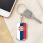 Serbia Flag Swivel Keychain Dog Tag Stainless Steel or 18k Gold-Express Your Love Gifts