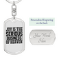 Serious Business Of Heaven Keychain Stainless Steel or 18k Gold Dog Tag Keyring-Express Your Love Gifts