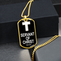 Servant of Christ Psalm 34:22 Dog Tag Necklace Stainless Steel or 18k Gold Dog Tag W 24"-Express Your Love Gifts