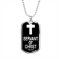 Servant of Christ Psalm 34:22 Dog Tag Necklace Stainless Steel or 18k Gold Dog Tag W 24"-Express Your Love Gifts
