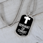 Servant of Christ Psalm 34:22 Dog Tag Necklace Stainless Steel or 18k Gold Dog Tag W 24"-Express Your Love Gifts