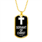 Servant of Christ Psalm 34:22 Dog Tag Necklace Stainless Steel or 18k Gold Dog Tag W 24"-Express Your Love Gifts