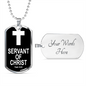 Servant of Christ Psalm 34:22 Dog Tag Necklace Stainless Steel or 18k Gold Dog Tag W 24"-Express Your Love Gifts