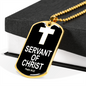 Servant of Christ Psalm 34:22 Dog Tag Necklace Stainless Steel or 18k Gold Dog Tag W 24"-Express Your Love Gifts