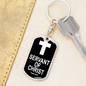 Servant of Christ Psalm 34:22 Keychain Stainless Steel or 18k Gold Dog Tag Keyring-Express Your Love Gifts