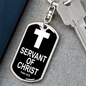 Servant of Christ Psalm 34:22 Keychain Stainless Steel or 18k Gold Dog Tag Keyring-Express Your Love Gifts