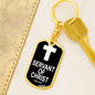 Servant of Christ Psalm 34:22 Keychain Stainless Steel or 18k Gold Dog Tag Keyring-Express Your Love Gifts