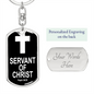 Servant of Christ Psalm 34:22 Keychain Stainless Steel or 18k Gold Dog Tag Keyring-Express Your Love Gifts