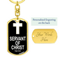 Servant of Christ Psalm 34:22 Keychain Stainless Steel or 18k Gold Dog Tag Keyring-Express Your Love Gifts