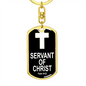 Servant of Christ Psalm 34:22 Keychain Stainless Steel or 18k Gold Dog Tag Keyring-Express Your Love Gifts
