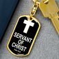 Servant of Christ Psalm 34:22 Keychain Stainless Steel or 18k Gold Dog Tag Keyring-Express Your Love Gifts