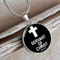 Servant of Christ Psalm 34:22 Necklace Circle Pendant Stainless Steel or 18k Gold 18-22"-Express Your Love Gifts