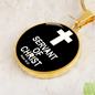 Servant of Christ Psalm 34:22 Necklace Circle Pendant Stainless Steel or 18k Gold 18-22"-Express Your Love Gifts