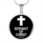 Servant of Christ Psalm 34:22 Necklace Circle Pendant Stainless Steel or 18k Gold 18-22"-Express Your Love Gifts