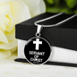 Servant of Christ Psalm 34:22 Necklace Circle Pendant Stainless Steel or 18k Gold 18-22"-Express Your Love Gifts