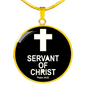 Servant of Christ Psalm 34:22 Necklace Circle Pendant Stainless Steel or 18k Gold 18-22"-Express Your Love Gifts