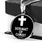Servant of Christ Psalm 34:22 Necklace Circle Pendant Stainless Steel or 18k Gold 18-22"-Express Your Love Gifts