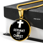 Servant of Christ Psalm 34:22 Necklace Circle Pendant Stainless Steel or 18k Gold 18-22"-Express Your Love Gifts