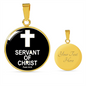 Servant of Christ Psalm 34:22 Necklace Circle Pendant Stainless Steel or 18k Gold 18-22"-Express Your Love Gifts