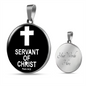 Servant of Christ Psalm 34:22 Necklace Circle Pendant Stainless Steel or 18k Gold 18-22"-Express Your Love Gifts