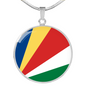 Seychelles Flag Necklace Circle Pendant Stainless Steel or 18k Gold 18-22"-Express Your Love Gifts