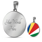 Seychelles Flag Necklace Circle Pendant Stainless Steel or 18k Gold 18-22"-Express Your Love Gifts