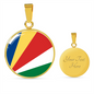Seychelles Flag Necklace Circle Pendant Stainless Steel or 18k Gold 18-22"-Express Your Love Gifts