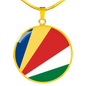 Seychelles Flag Necklace Circle Pendant Stainless Steel or 18k Gold 18-22"-Express Your Love Gifts