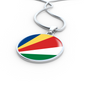 Seychelles Flag Necklace Circle Pendant Stainless Steel or 18k Gold 18-22"-Express Your Love Gifts