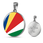 Seychelles Flag Necklace Circle Pendant Stainless Steel or 18k Gold 18-22"-Express Your Love Gifts