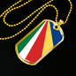 Seychelles Flag Necklace Stainless Steel or 18k Gold Dog Tag 24" Chain-Express Your Love Gifts