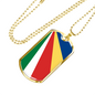 Seychelles Flag Necklace Stainless Steel or 18k Gold Dog Tag 24" Chain-Express Your Love Gifts