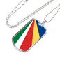 Seychelles Flag Necklace Stainless Steel or 18k Gold Dog Tag 24" Chain-Express Your Love Gifts