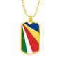 Seychelles Flag Necklace Stainless Steel or 18k Gold Dog Tag 24" Chain-Express Your Love Gifts