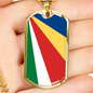 Seychelles Flag Necklace Stainless Steel or 18k Gold Dog Tag 24" Chain-Express Your Love Gifts