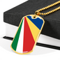 Seychelles Flag Necklace Stainless Steel or 18k Gold Dog Tag 24" Chain-Express Your Love Gifts