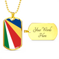 Seychelles Flag Necklace Stainless Steel or 18k Gold Dog Tag 24" Chain-Express Your Love Gifts
