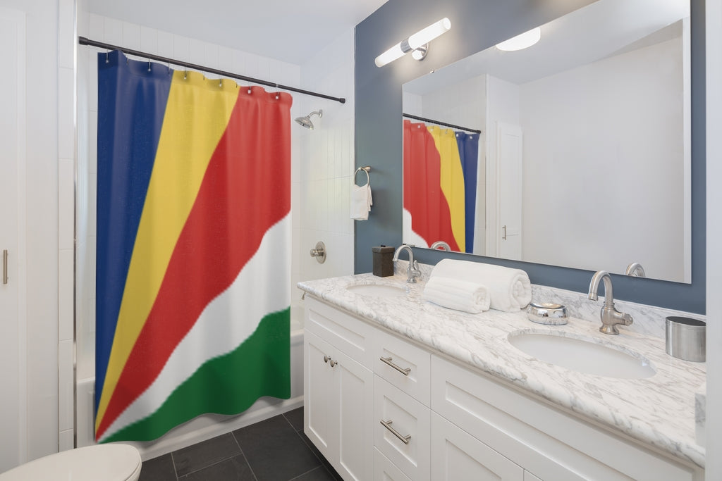 Seychelles Flag Stylish Design 71" x 74" Elegant Waterproof Shower Curtain for a Spa-like Bathroom Paradise Exceptional Craftsmanship-Express Your Love Gifts