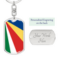 Seychelles Flag Swivel Keychain Dog Tag Stainless Steel or 18k Gold-Express Your Love Gifts