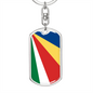 Seychelles Flag Swivel Keychain Dog Tag Stainless Steel or 18k Gold-Express Your Love Gifts
