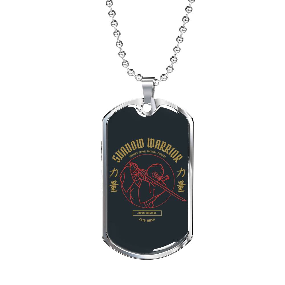 Shadow Ninja Warrior Necklace Stainless Steel or 18k Gold Dog Tag 24" Chain-Express Your Love Gifts
