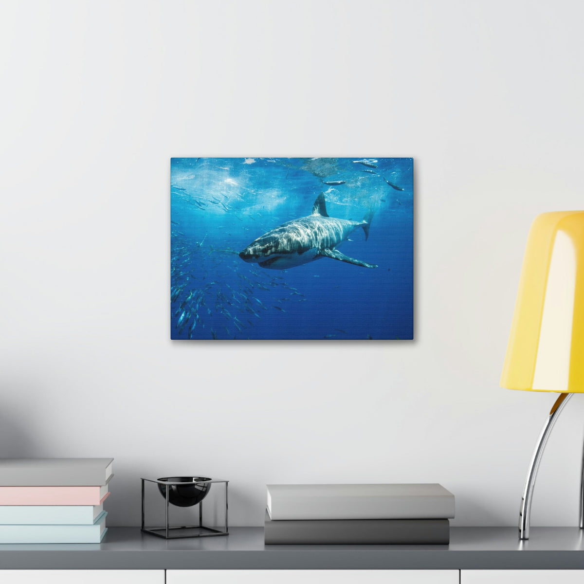 Scripture Walls Shark Hunting Shark on Hunt Print Animal Wall Art Wildlife Canvas Prints Wall Art Ready to Hang Unframed-Express Your Love Gifts