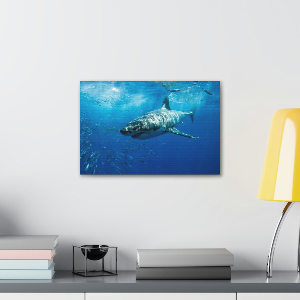 Scripture Walls Shark Hunting Shark on Hunt Print Animal Wall Art Wildlife Canvas Prints Wall Art Ready to Hang Unframed-Express Your Love Gifts
