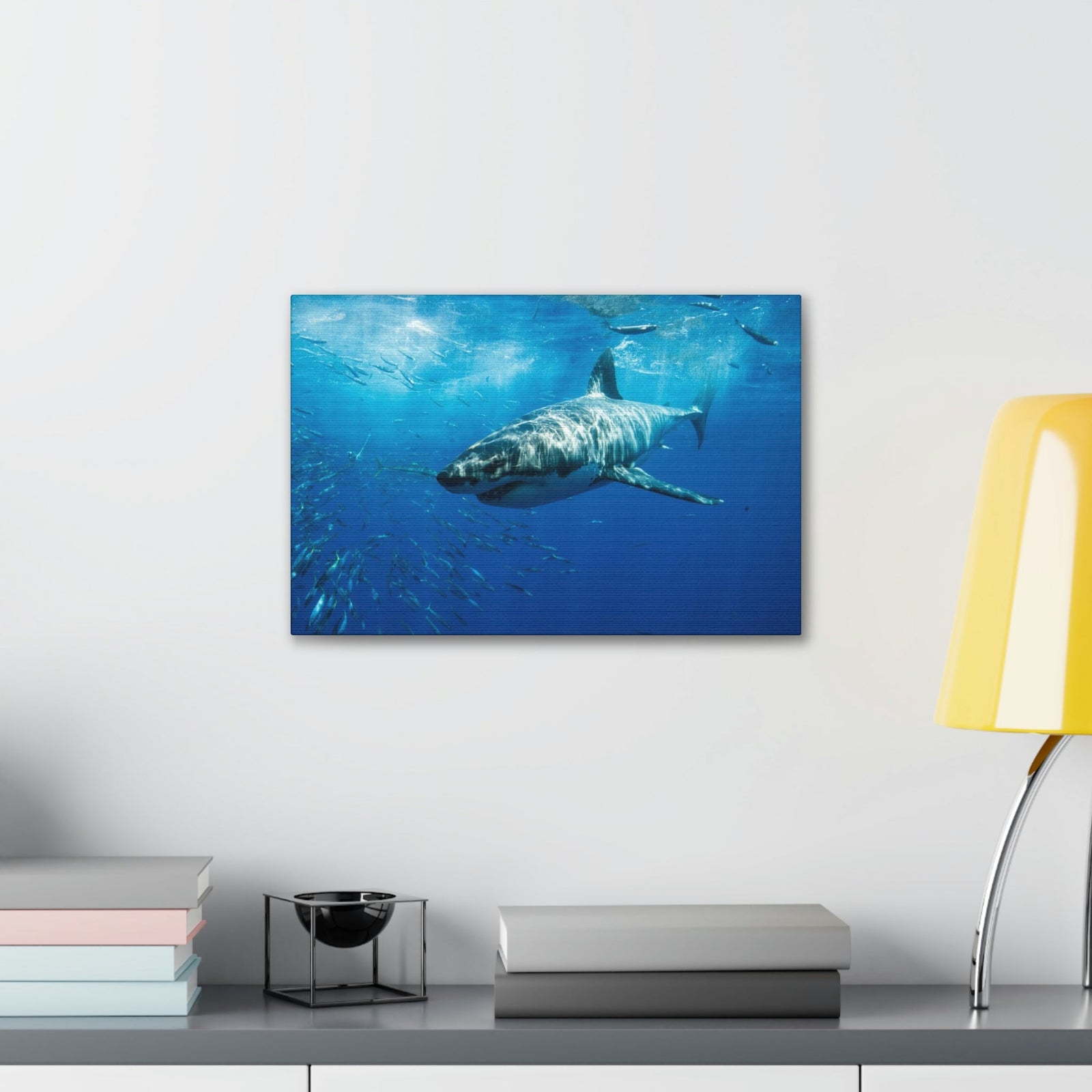 Scripture Walls Shark Hunting Shark on Hunt Print Animal Wall Art Wildlife Canvas Prints Wall Art Ready to Hang Unframed-Express Your Love Gifts