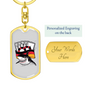 Shark Poker Gambler Keychain Stainless Steel or 18k Gold Dog Tag Keyring-Express Your Love Gifts